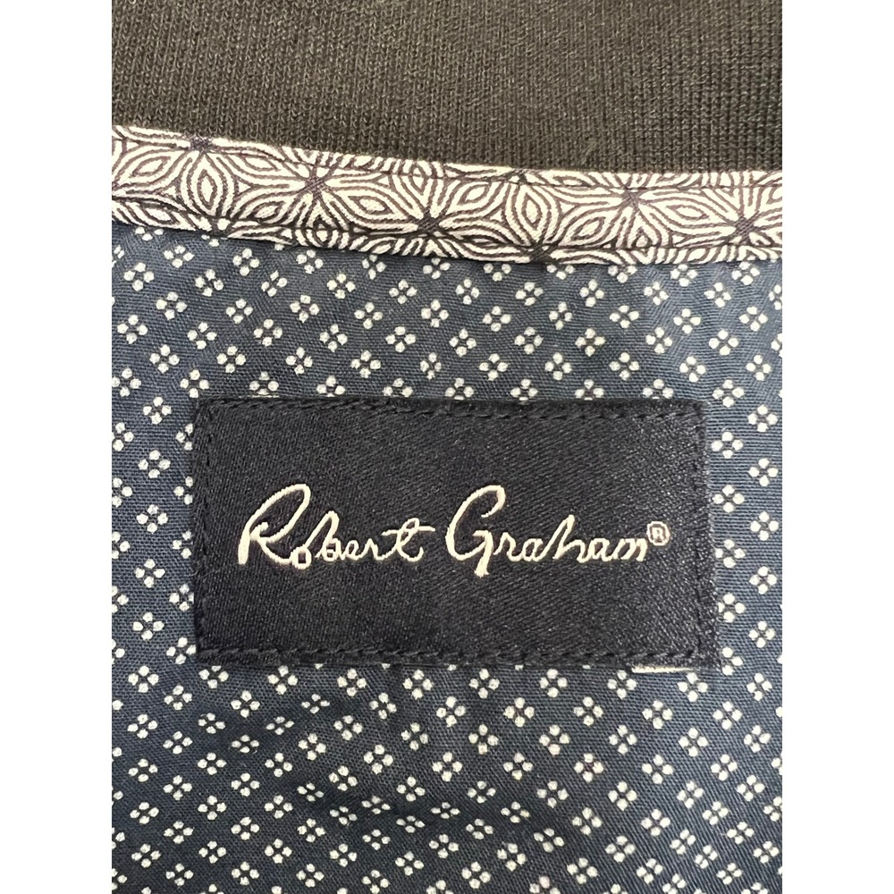 Robert Graham Mens Black Full Zip Track Jacket Mock Neck Tipped Trim RG Logo M - Picture 13 of 13